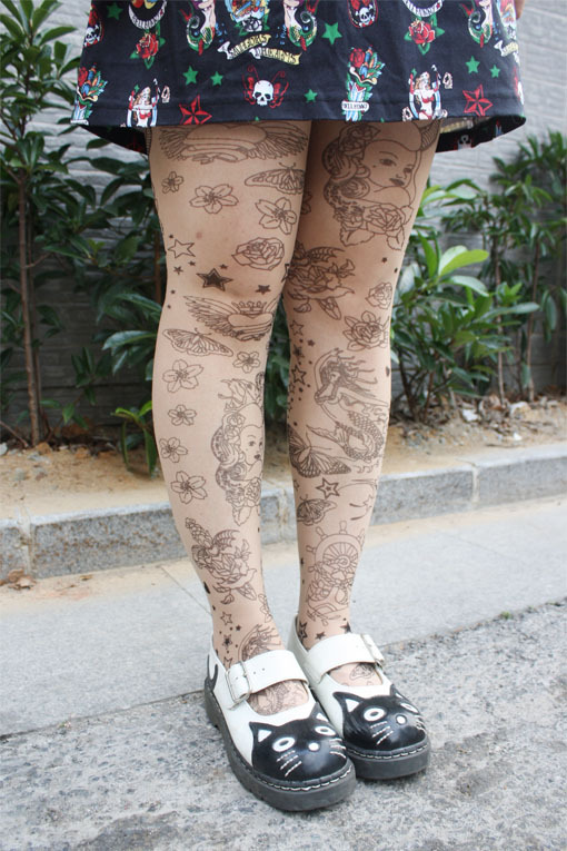 HARAJUKU zipper punk beauty rose mermaid pantyhose stockings