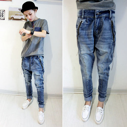 Harem pants female spring personalized jeans hiphop hip-hop hanging crotch pants skinny pants trousers