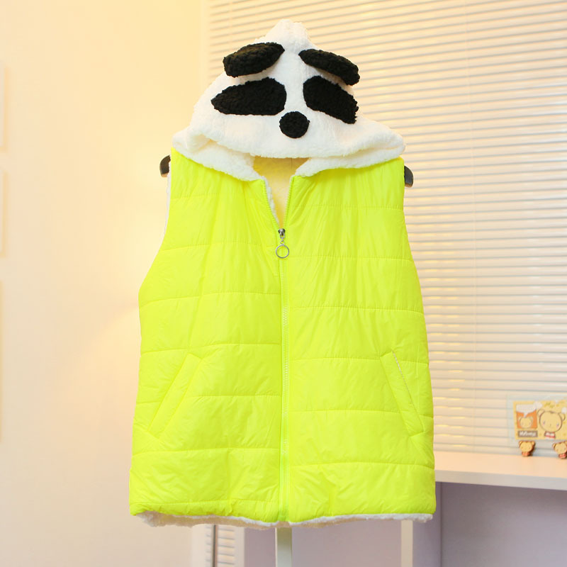 Hat neon candy color bread service cotton vest berber fleece with a hood vest w13