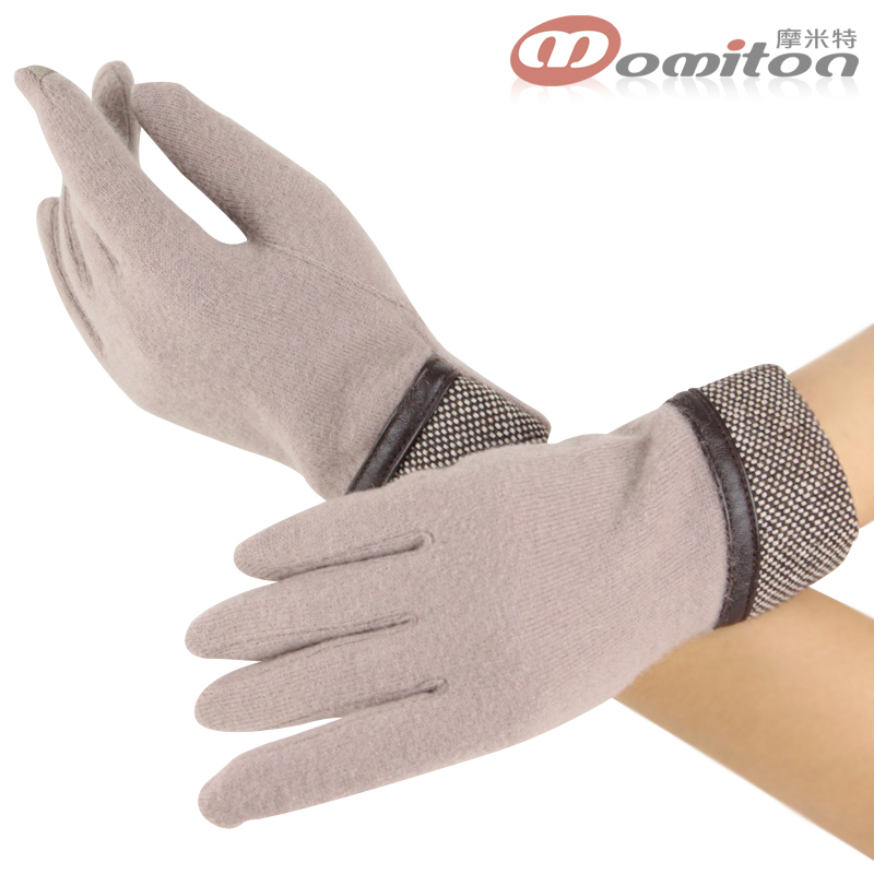 Hat / scarf Momiton touch capacitance screen winter women's gloves fashion leather wool gloves Hat / scarf