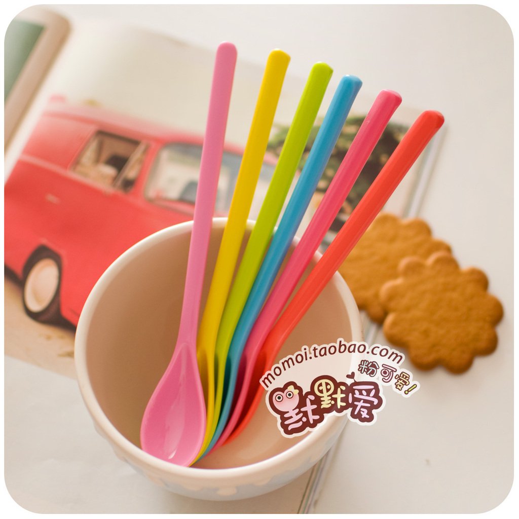 Hearts . candy color long handle spoon mixing spoon , Free Shipping