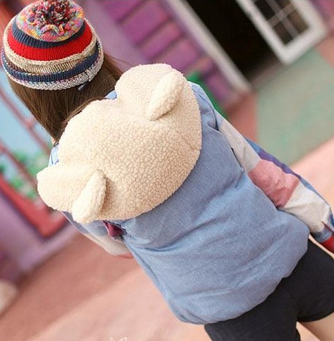 Heavly 2012 cat ears berber fleece with a hood bread vest cotton-padded coat vest