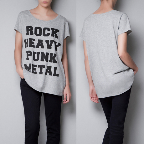 Heavy metal punk rock letters printing round collar short sleeve female T-shirt