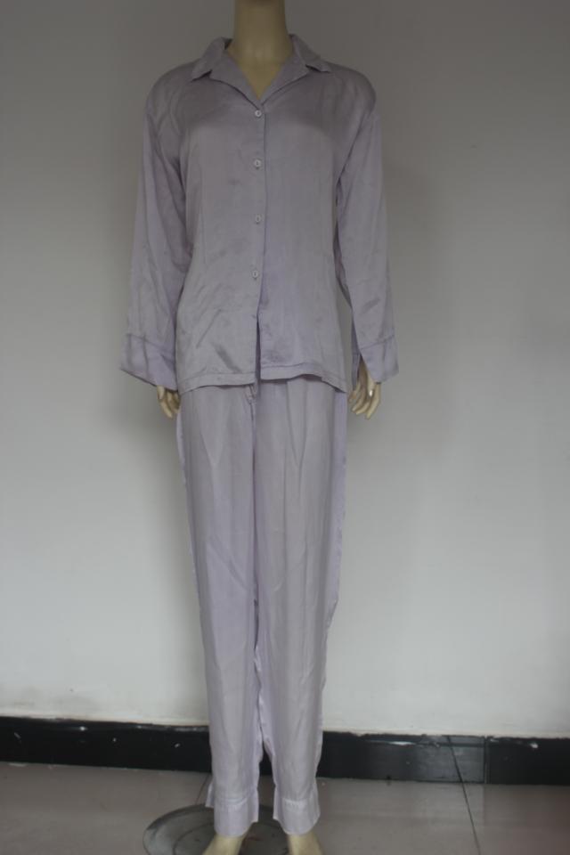 Heavy silk crepe satin long-sleeve sleepwear lounge set plus size