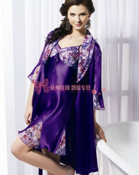 Heavy silk mulberry silk sleepwear silk robe set d2032 p3111 free shipping