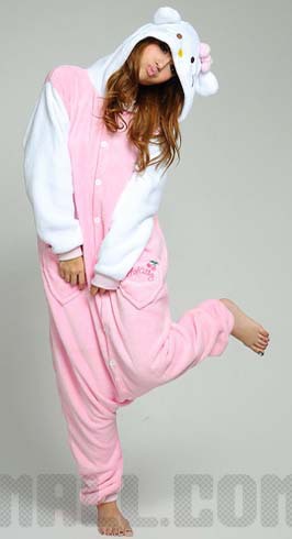 Hello kitty cat Pajamas All in One Pyjamas Animal suits Cosplay Costume Adult Garment Coral fleece cartoon animal sleepwears