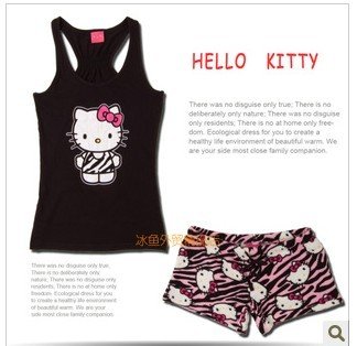 HELLO KITTY cotton vest coral velvet shorts clothes at home pajamas suit