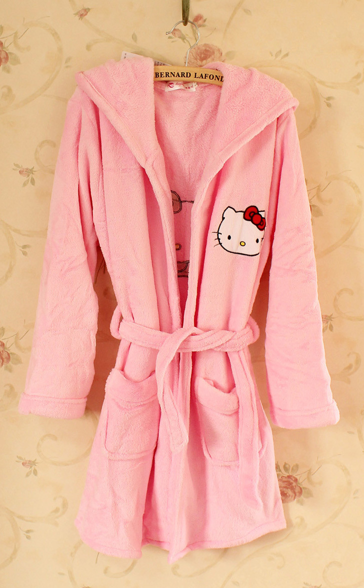 HELLO KITTY Princess Coral Fleece Thickening Robe Sleepwear  Pajama Pants Set