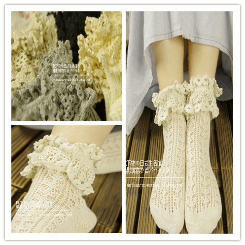 Hemp cotton socks vintage sock ruffle cutout single shoes sandals