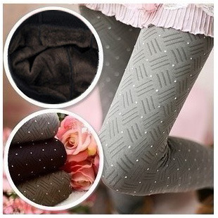 High-elastic plaid polka dot thickening goatswool basic thermal ankle length trousers socks b89