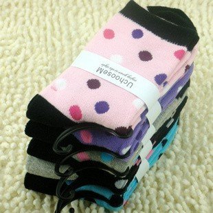 High quality 10pairs/ lot South Korea style fashion round dot sock pure cotton thick socks free shipping dw2012