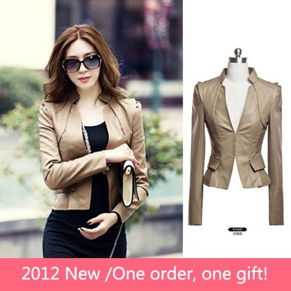 High quality!2012 Autumn New Fashion Women's Korea graceful Fur Clothing Slim Ladies Leather Jacket Coat Outerwear 2026