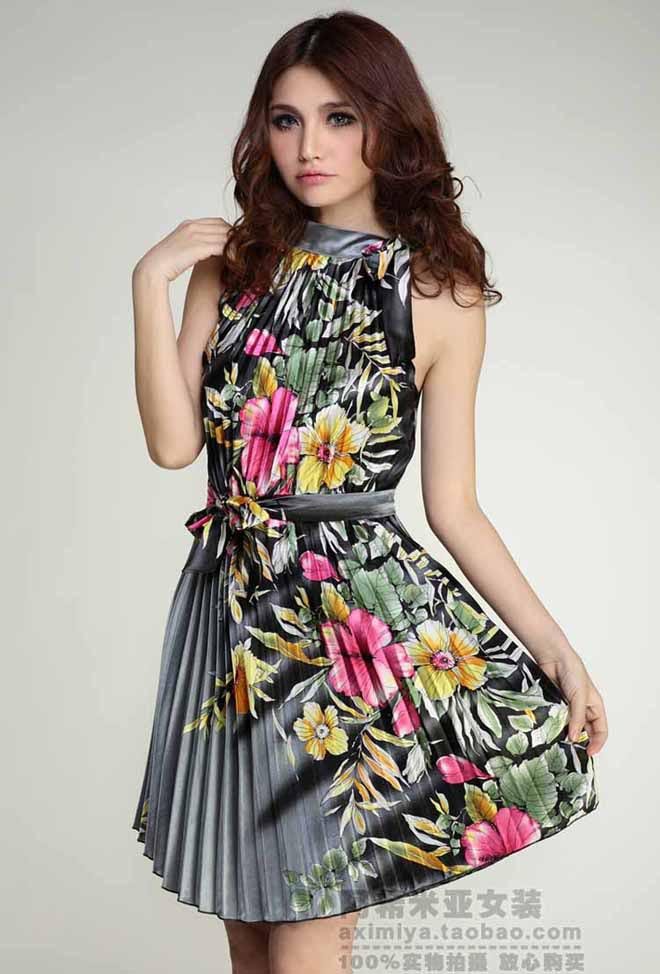 High quality  2012  fashion dress mini maxi dress graceful organ women dress beauti flower printed skirt free shipping CW029