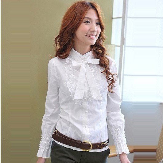 High quality 2012 fashion new style ,women Beautiful lace puff super long sleeve shirts/free shippingretail/promotion/wholesale