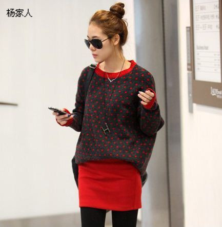 High quality ! 2013 dot pineapple double layer computer embroidered color block decoration thermal casual sweater