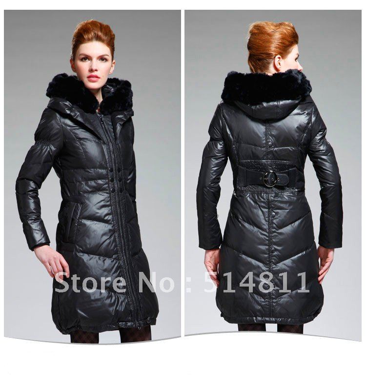 High-quality 2013 winter fashion real fur collar slim women medium-long down coat warm jacke overcoat free shipping