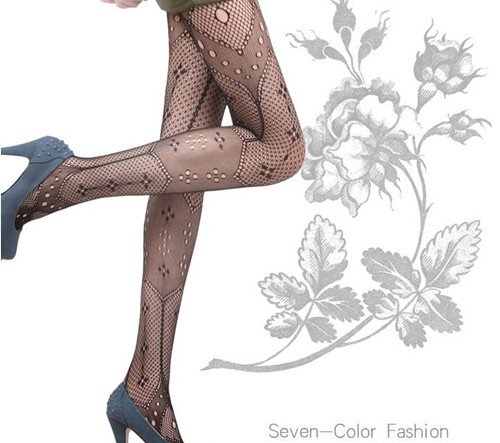 High-quality anti-hook wire Retro jacquard mesh pantyhose Sexy Black Pantyhose Fashion Tights 6pcs/lot Free shipping H-A060