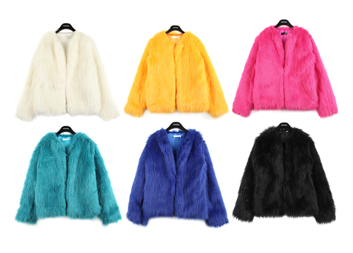 High Quality Autumn And Winter Multicolour Faux Fox Fur Coat