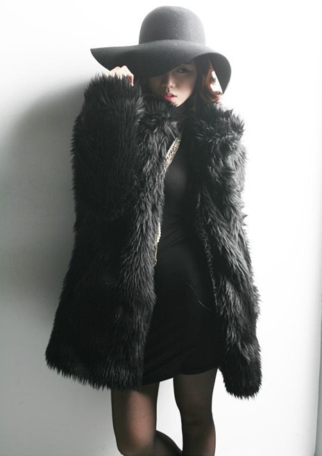 high quality black/white fashion long faux fur coats unisex Sleeve length artificial rabbit fur jacket S M L XL men/women