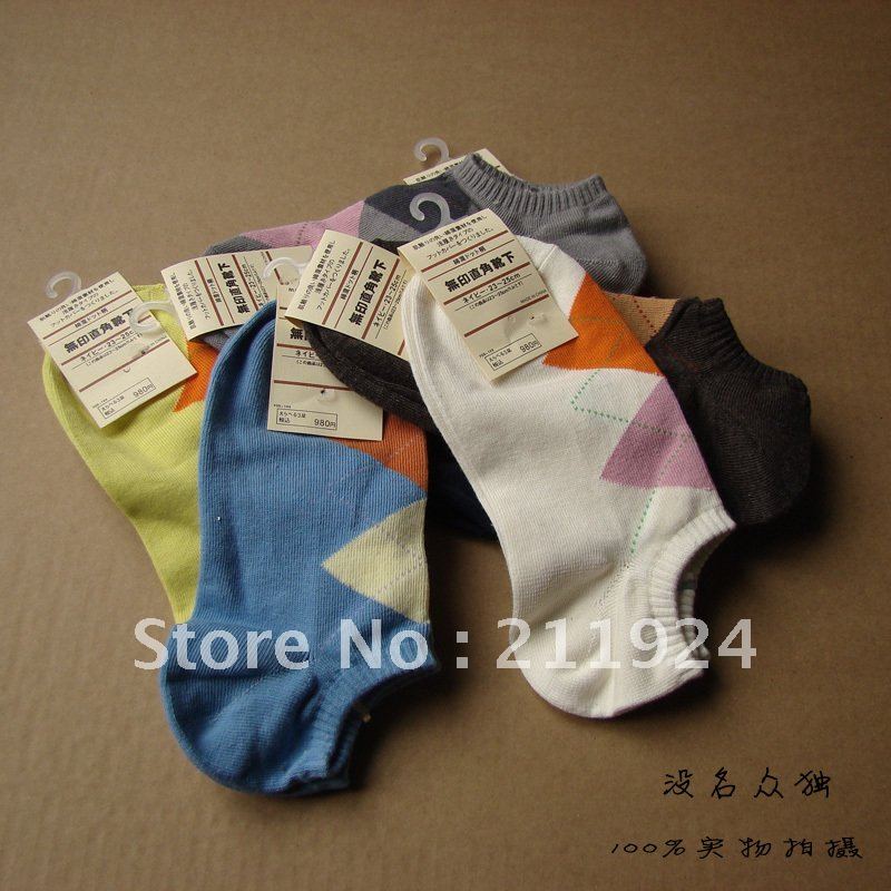 high quality brief fashion dimond plaid big colorant match  cotton sock