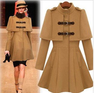 High quality fashion lady worsted long winter coat, casual woman wind coat leather buckle collars cloak coat