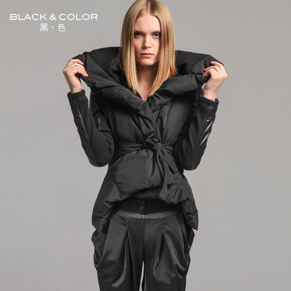 High quality Fashion short design down coat black female 90 goatswool star Free Shipping