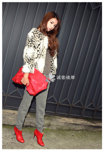 High quality faux design o-neck short outerwear faux fur top 1095