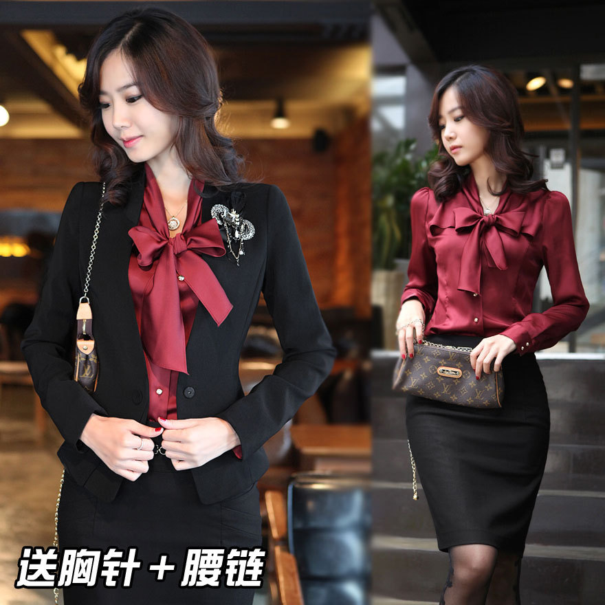 High quality female slim ol work wear formal dress set plus size suit bust skirt