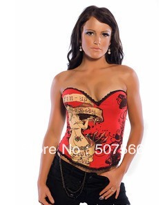 High Quality Free Shipping Best Selling Heattransfer Print Rhinestone Corset /Sex Bustier/Sexy Lingerie +G String./Size S-XL