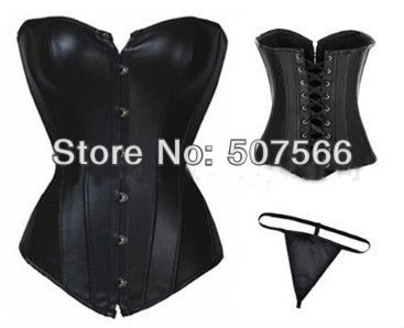 High Quality Free Shipping Best Selling PVC Leather Strapless Corset/Sexy Lingerie/Bustier Size S-XL