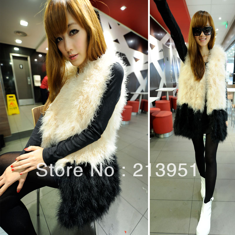 High quality fur vest ostrich wool women's fur coat 2012 outerwear ZL041