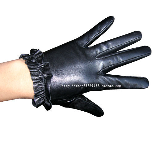 High quality genuine leather sheepskin fashion star paragraph ultra-short gulps half leather gloves