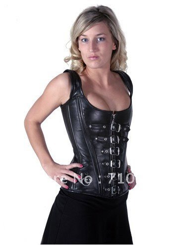 HIGH Quality Halter Top Sexy Leather Corset Shaper With Front Buckle L05023