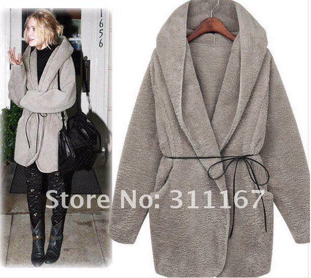 High quality Korean women's 2012 winter new cloak thickened belt Hat Plush Leather grass coat jacket