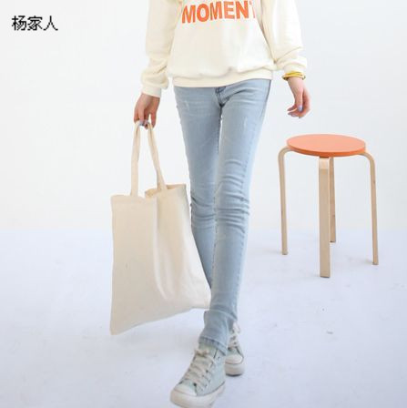 High quality ! Light color 2013 women's tight 100% cotton jeans pocket pencil pants skinny pants