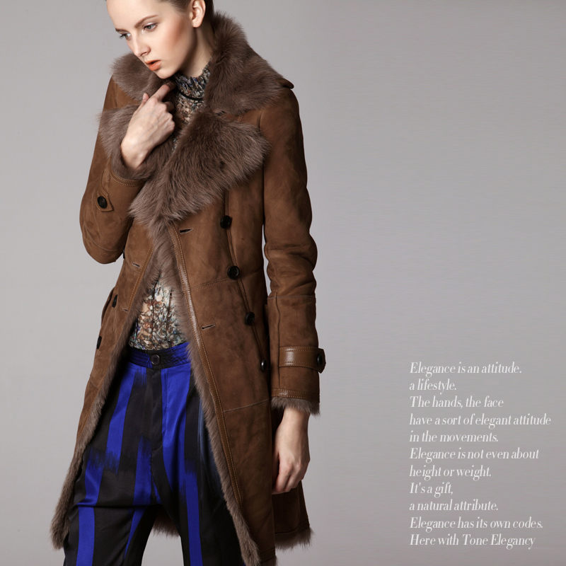 High quality limited edition fur one piece overcoat pc00314