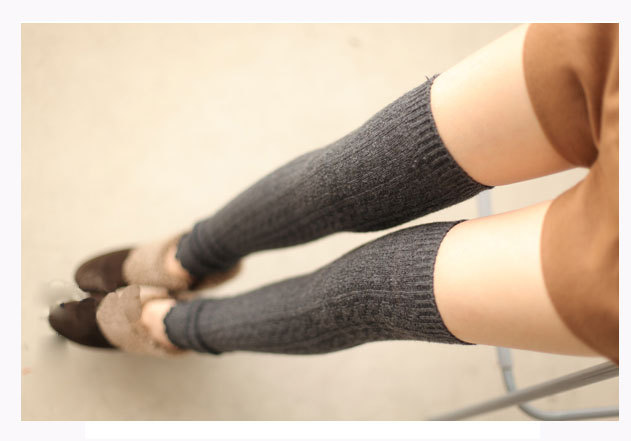 High Quality Long Wool Crochet Leg Warmers Grey Knit Leg Socks Boot Sock Grey Leg Warmers for Women