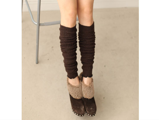 High Quality Long Wool Crochet  Leg Warmers Knit Leg Socks Boot Sock Chocolate Leg Warmers for Cold Day