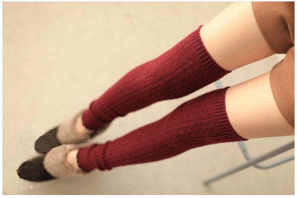 High Quality Long Wool Crochet  Leg Warmers Knit Leg Socks Boot Sock Red Leg Warmers for Cold Day