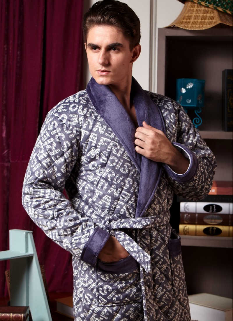 High quality lounge sleepwear thickening coral fleece male cotton-padded sleepwear robe