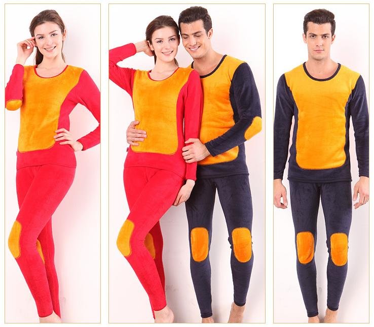 High quality lover thermal underwear set thickening plus velvet female & male golden flower thermal couple underwear thermal