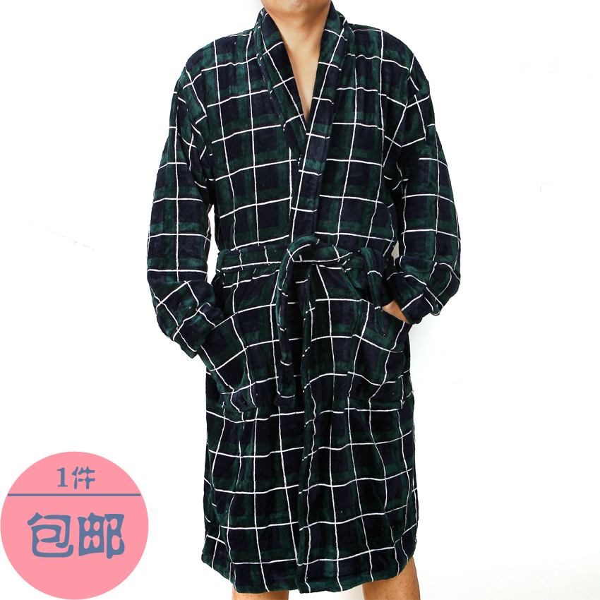 High quality male coral fleece thickening thermal lounge robe sleepwear bathrobes