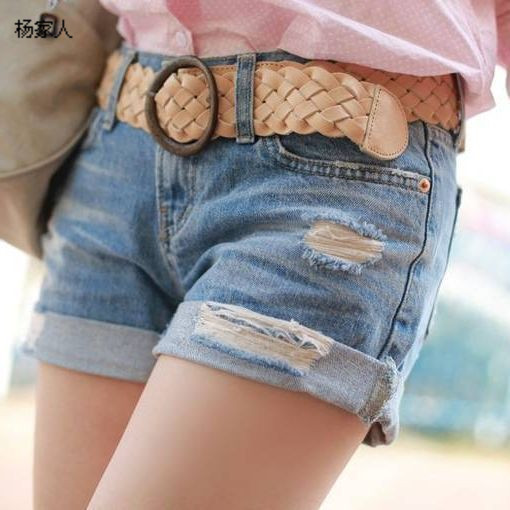 High quality ! New arrival 2013 female hole jeans roll-up hem denim shorts hot fashionable denim trousers