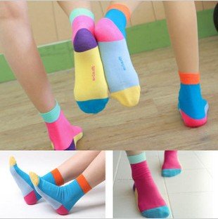 High Quality New cute candy color Polka Dot spell color cartoon socks Ms. socks