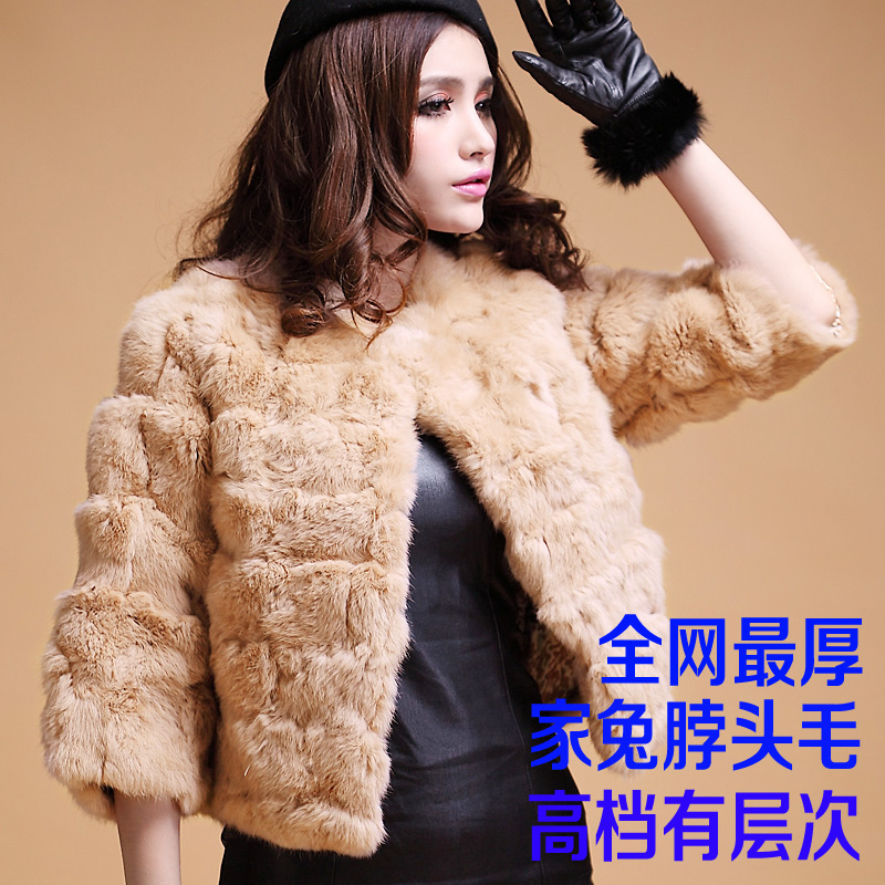 High quality patchwork fur rabbit fur short design outerwear 2012 winter new arrival women's