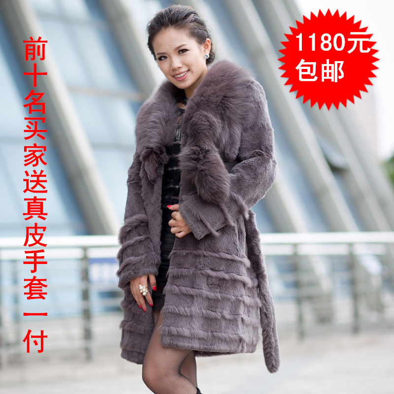 High quality rabbit hair ultralarge fox long design rabbit fur coat ring fox fur hot-selling