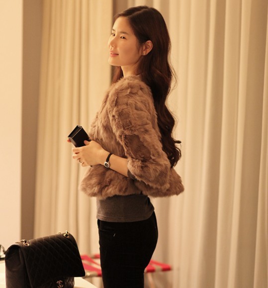 High quality rex rabbit hair fur coat ruffle short design real fur slim