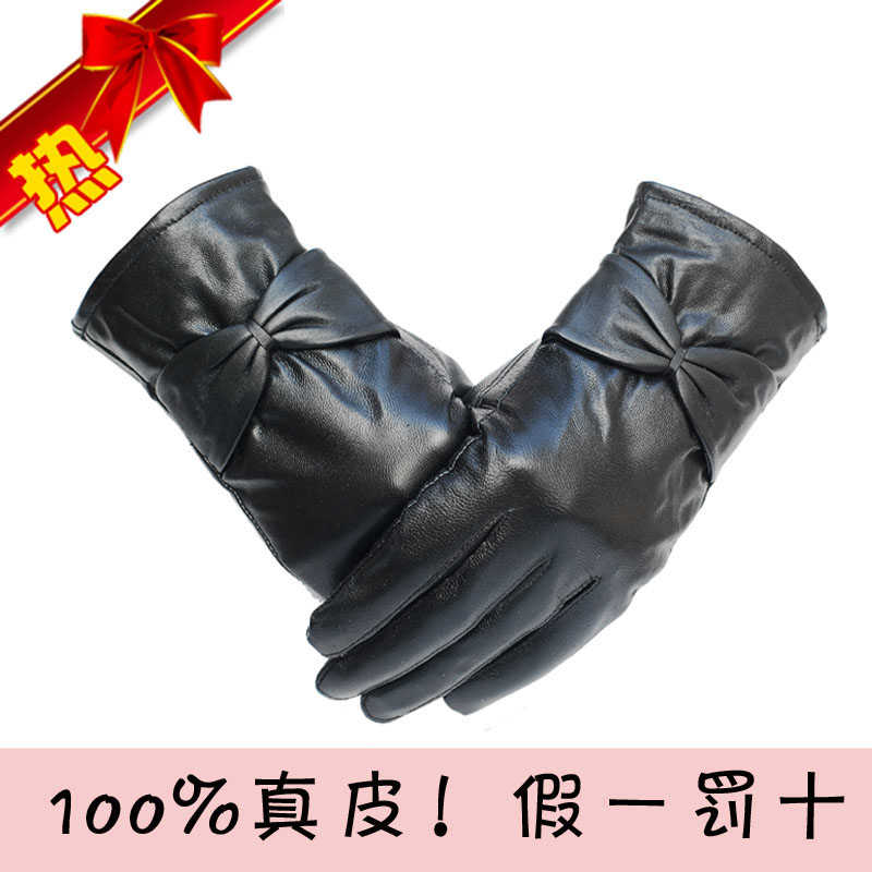 High quality sheepskin thermal women's sheepskin genuine leather gloves 054 Free Shipping