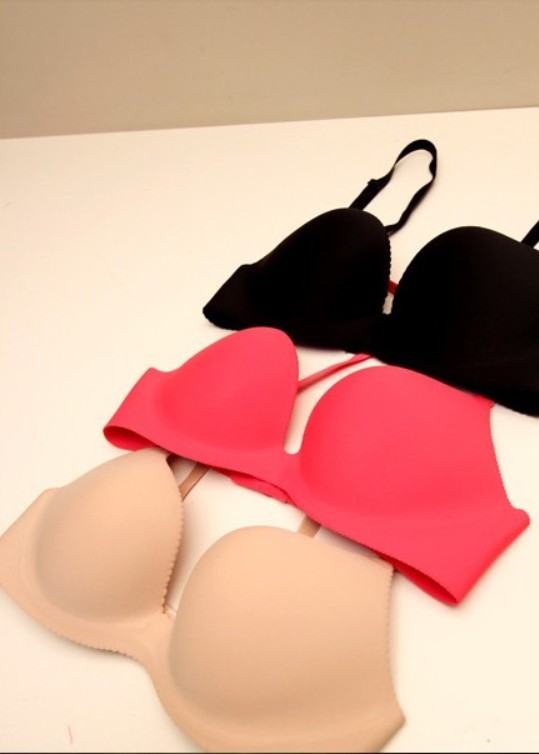 High quality solid color a patch seamless push up bra underwear bra product