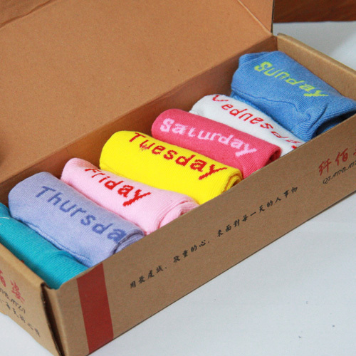 High-quality solid color cotton socks Ms. socks 7 pairs/ bag Free Shipping